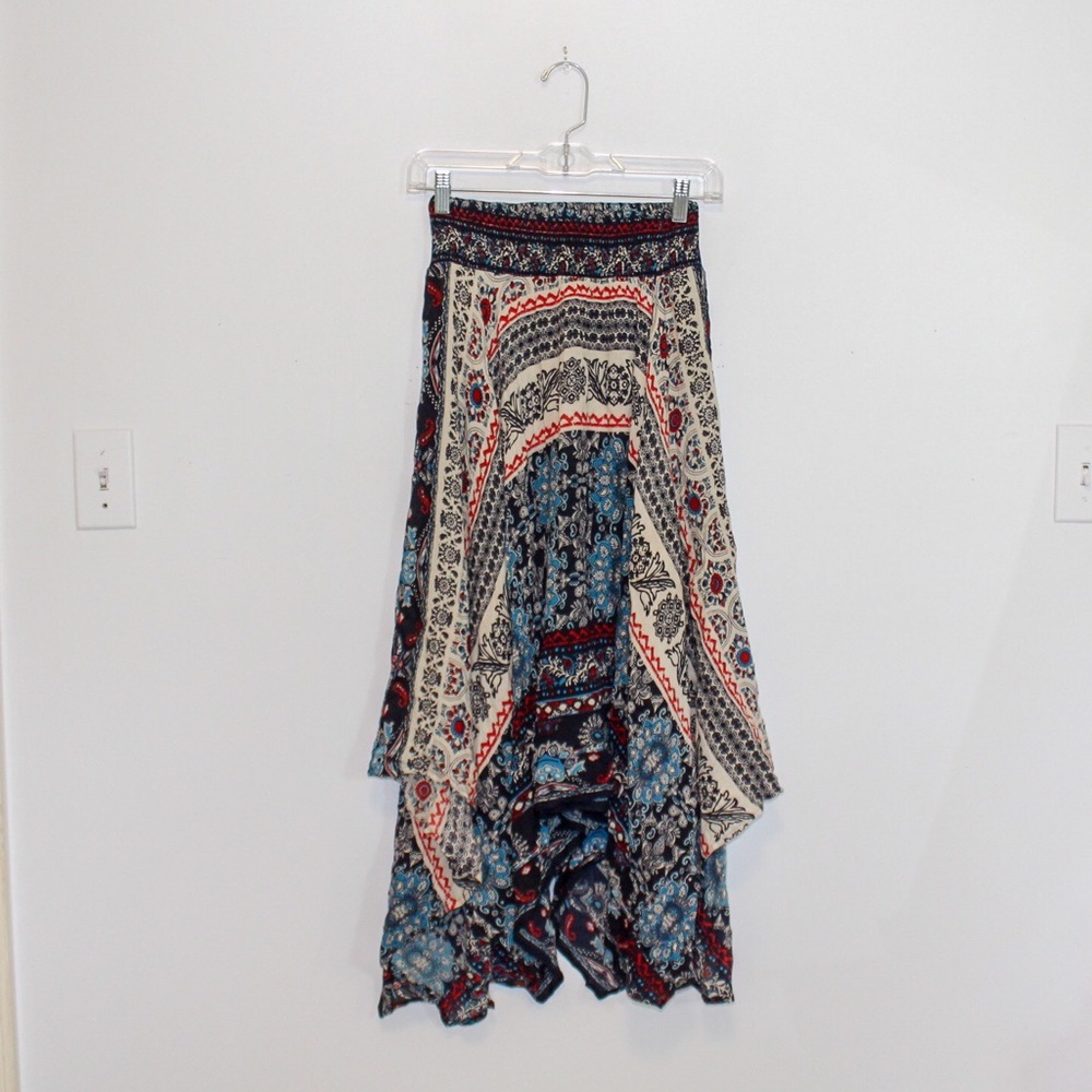 Boho Earth Bound handkerchief hem floral skirt